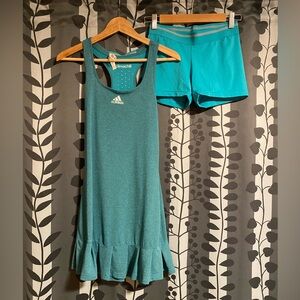 ADIDAS Uncontrol Climachill Racerback Chill Shock Green Tennis Dress with Shorts